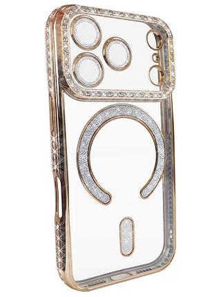 Чохол diamond shining case з magsafe для iphone 17 pro max золотий стильний аксесуар для захисту телефона