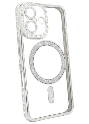 Чехол diamond shining case с magsafe для iphone 17 серебристый аксессуар для защиты телефона