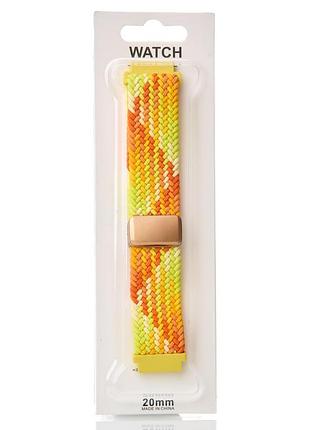 Ремешок для часов universal "nylon braided magnetic" 20 мм orange yellow