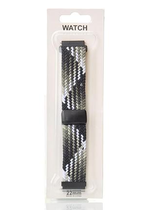 Ремешок для часов universal "nylon braided magnetic" 22 мм black and white