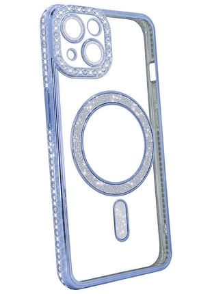 Чохол diamond shining case з magsafe для iphone 13 синій стильний аксесуар для захисту телефона