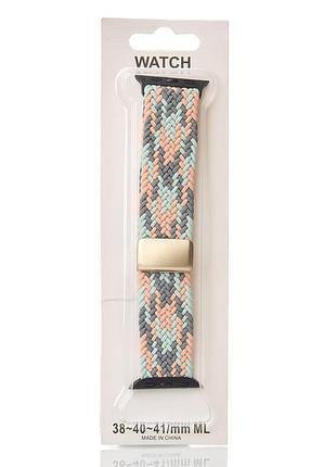 Ремешок для apple watch "nylon braided magnetic" 38/40/41 мм gray blue powder