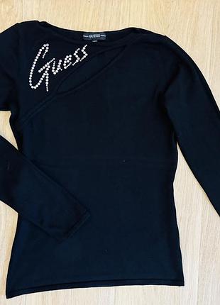 Жіноча кофта (светр) лонгслів бренду guess  колір чорний розмір м