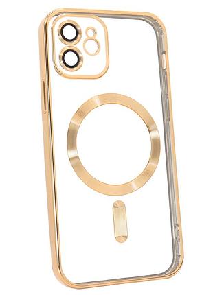 Чехол shining с magsafe для iphone 11 золотой с защитными линзами для камеры