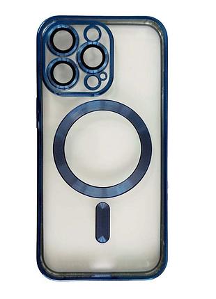 Чехол shining с magsafe для iphone 12 pro max с защитными линзами для камеры синий