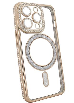 Чехол diamond shining case с magsafe для iphone 15 pro max золотой стильный защитный аксессуар