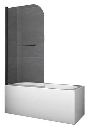 Шторки стеклянные на ванну распашни koer sr bs02-80x140-tr-07 прозрачное стекло 6мм, графит (kr5941)