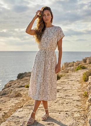 Льняна сукня міді xxl-3xl. бежевий