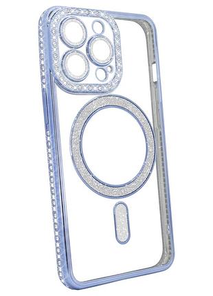 Чохол diamond shining case з magsafe для iphone 13 pro max синій стильний аксесуар для захисту телефона