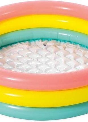 Детский надувной бассейн intex «веселка» с надувным дном, 3 кольца