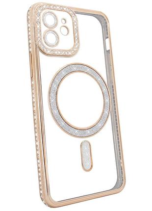 Чехол diamond shining case для iphone 12 золотой с magsafe стильный защитный аксессуар для смартфона