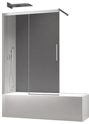 Шторки стеклянные на ванну раздвижные koer sr bs06-120x150-tr-01 прозрачное стекло easy clean 6мм, хром (kr5945)
