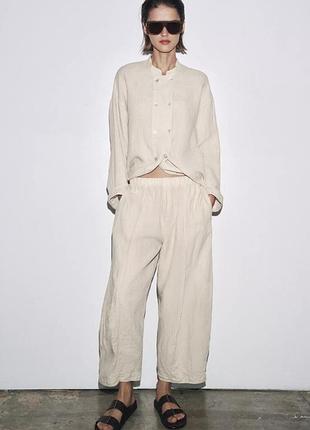 Лляний трендовий костюм zw колекція zara