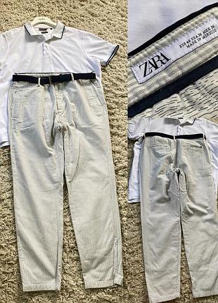 Стилтні котонові світлі штани zara,p.p,m-l