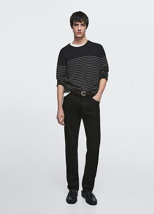 Чорні джинсові штани massimo dutti tapered fit/ брендові джинси