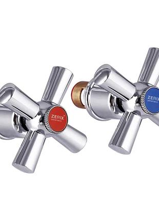 Ручки для смесителя с кран буксами (пара) zerix handles set-a722 (керамика) (zx2952)