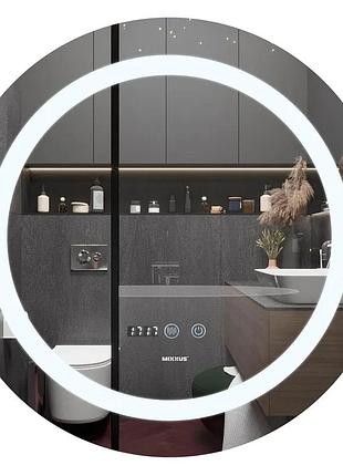 Зеркало mixxus plain mc02-60-case с led touch, anti-fog, диммером, регулятором яркости, часами (mi6661)