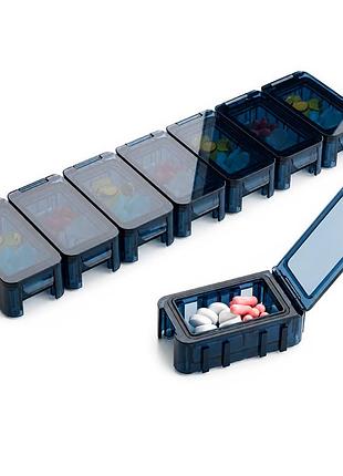 Таблетница lesko fy-2026 dark blue органайзер для таблеток 7 ячеек на 7 дней
