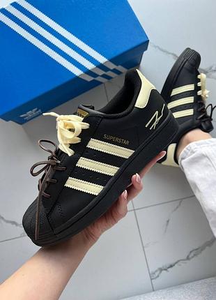 Кроссовки adidas superstar custom laces black yellow