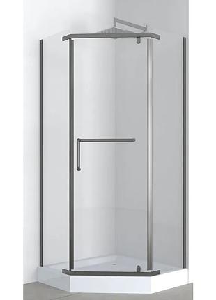 Душевая кабина с низким поддоном mixxus lines sct01-90x90x198-tr graphite прозрачное стекло 6мм (mi6914)