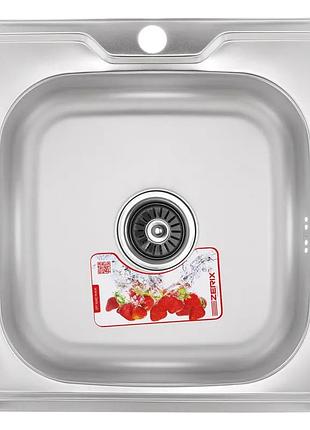 Кухонная мойка накладная zerix z5050-06-160e (satin) (zx1609)