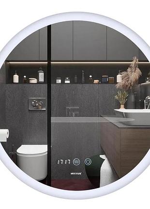 Зеркало mixxus plain mc10-80 с led touch, anti-fog, диммером, регулятором яркости, часами (mi6932)