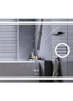 Зеркало mixxus premium quadro mr20-120x80 с led touch, anti-fog, диммером, регулятором яркости, линзой (mp6624)