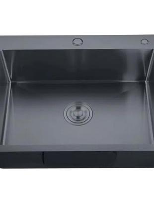 Мойка zerix zh5843-215 nano-black (3.0/0.8) из нержавеющей стали (mx1584)