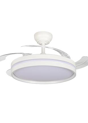 Потолочная led люстра с вентилятором белая с пультом 60 вт 3000к/4200к/6000к sneha (995523)