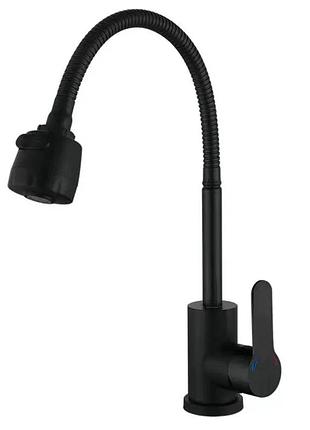 Змішувач для кухні zerix dax-011 black reflector з нерж. сталі sus304 (zx4822)