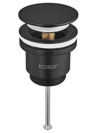 Донный клапан для раковины koer pw-11-05 1 1/4'' универсальный (с/без перел) сlick-сlack (цветчер черн) (kr5795)