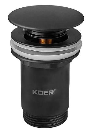 Донный клапан для раковины koer pw-08-05 1 1/4'' без перелива автоматический сlick-сlack (цвет черн) (kr5789)