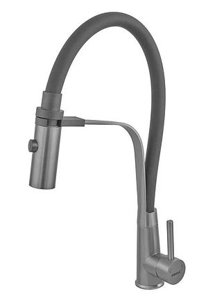 Смеситель для кухни с силиконовым изливом zerix mag-017 graphite refl.black с нерж. стали sus304 (вил.черный) (zx6002)
