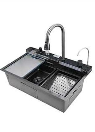 Мойка многофункциональная mixxus mh7546-set-06 micro decor graphite со встроенным смесителем с нерж.стали (mi8414)