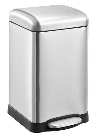 Відро для сміття з плавним закриттям квадратне mixxus style-tc0106 ss color 6л (колір нержавійка) (mi7092)