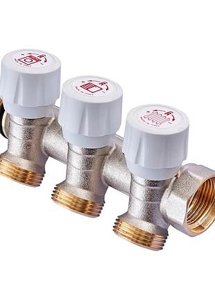Коллектор с регулирующими вентилями на 3-х вых. roho r809-03 - 3/4"x3/4" ek (ro0250)