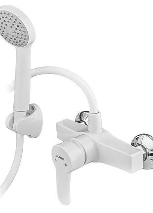 Змішувач для душа plamix mario-003 set white (зі шлангом, лійкою та кронштейном) (mx1894)