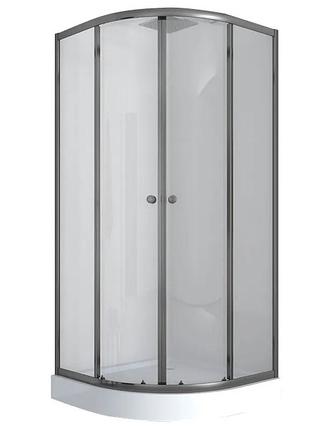 Душевая кабина с низким поддоном mixxus plain sct02-90x90x195-tr graphite прозрачное стекло 4мм (mi6901)