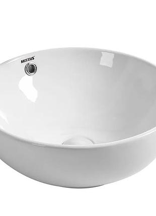 Раковина накладная mixxus premium ellipse-0205 430х430х150mm с переливом (mp6530)