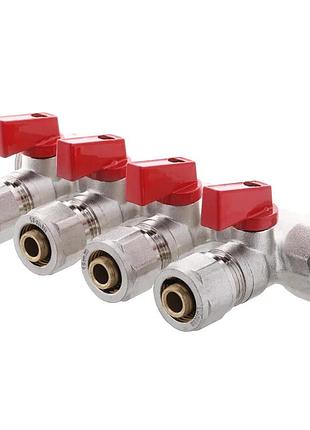 Коллектор с шаровыми кранами и фитингом koer kr.1125-4 - 3/4”x4 ways (kr2837)