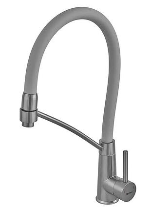 Смеситель для кухни с силиконовым изливом zerix ful-017 graphite refl.gray с нерж. стали sus304 (колл.графит) (zx5996)