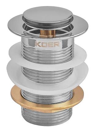 Донный клапан для раковины koer pw-10-01 1 1/4'' без перелива автоматический сlick-сlack (цвет хром) (kr5797)
