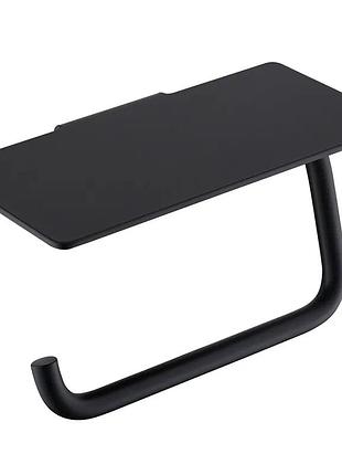 Держатель для туалетной бумаги с полкой koer as-0112-05 цвет черный (kr6174)