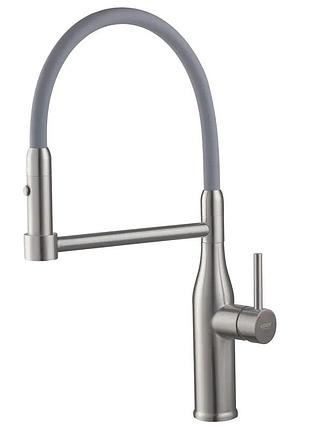 Смеситель кухонный с силиконовым изливом koer ki-70005-02 (нерж. сталь) (kr3388)