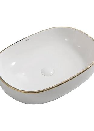 Раковина накладная mixxus premium ellipse-0105 edge gold 600х400х150mm (mp6564)