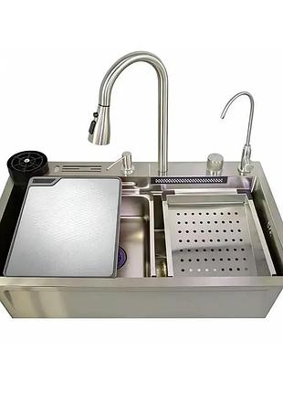 Мойка многофункциональная mixxus mh7546-set-08 decor ss color со встроенным смесителем из нерж. стали (mi8457)