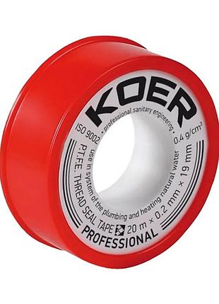 Фум лента для воды koer stp-01 pro 20m* 0.2mm * 19mm (kr0121)