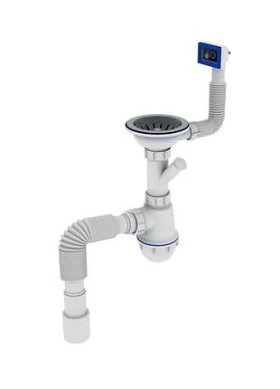 Сифон для кухні zerix sk-02-b 3 1/2"x40 з різьб. випуском та відведенням для пральної машини (zx4953)