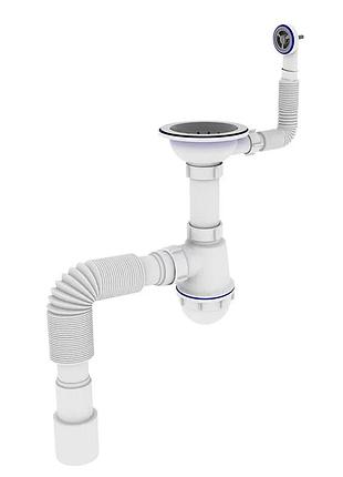 Сифон для кухні zerix sk-02-c 3 1/2"x40 з різьбовим випуском та круглим переливом (zx4954)