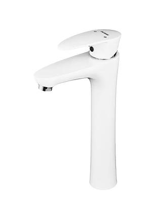 Смеситель для умывальника plamix cezar-001 high set white (с подведением) (pm0663)